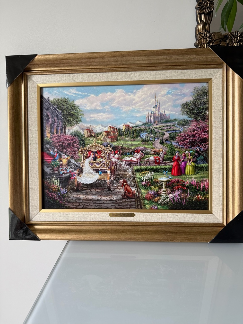 Thomas Kinkade Disney Cinderella Castle Carriage scene framed wall art